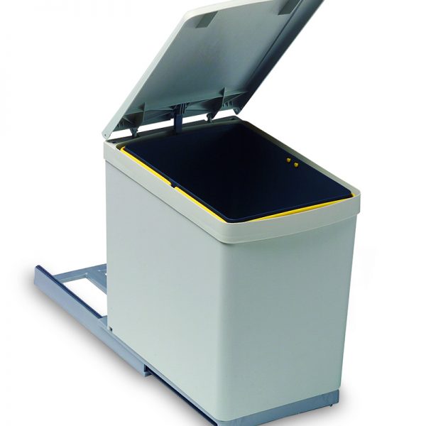 PULLOUT BIN ON RUNNERS WHITE 15L
