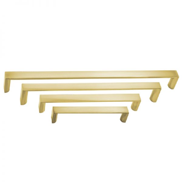 HANDLE FLAT SQUARE BRUSHED BRASS 128M